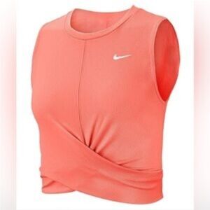 NIKE Women's Dri-FIT Twist Tank Top Bright Coral Muscle Tee